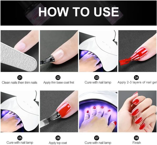 Nail Gel Polish Set 18 Pcs Soak Off Nail Polish Set Fall Winter Colors Nail Polish U V Led Gel Polish with Base Coat and Glossy Top Coat for Women - Image 6