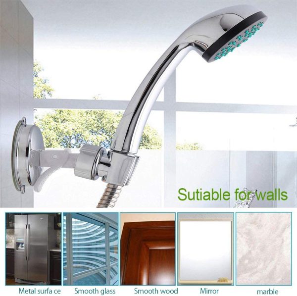 Shower Head, Adjustable Rotatable Bathroom Suction Cup Shower Head Wall Mount Plastic ABS Bracket Removable Shower Arm Handheld Showerhead Bracket - Image 4