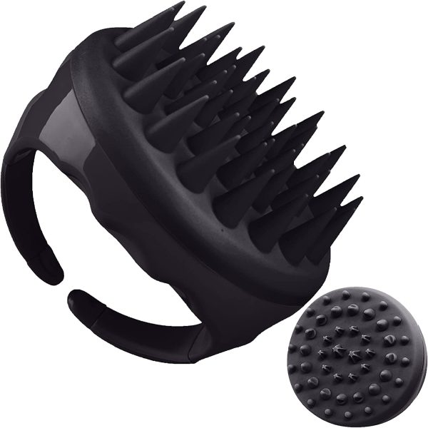 Soaab Shampoo Brush Scalp Massager Exfoliating Brush , Soft Silicone Brush For Hair Stimulation with Body Brush Massage Brush Attachment (Black) - Image 4