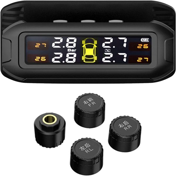 Tpms Solar Car Tire Pressure Monitoring System with 4 External Sensors, IP67 Waterproof Car Tyre Pressure Monitoring System Kit - Image 9