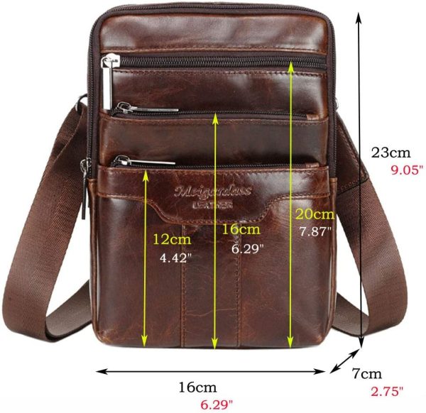 Leather Shoulder Messenger Bag for Men Travel Business - Image 4