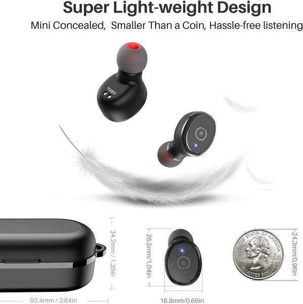 T10 Bluetooth 5.3 Wireless Earbuds with Wireless Charging Case IPX8 Waterproof Stereo Headphones in Ear Built in Mic Headset Premium Sound with Deep Bass for Sport Black - Image 3