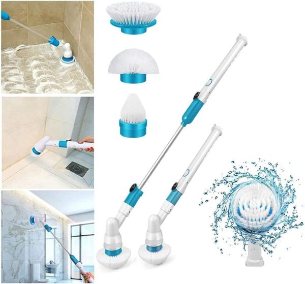 Electric Bathroom Spin Scrubber, Cordless Chargeable Spin Scrubber Turbo Scrub Cleaning Brush with 3 Replaceable Brush Heads and 1 Extension Arm, for Tub Kitchen Bathroom Tile - Image 2