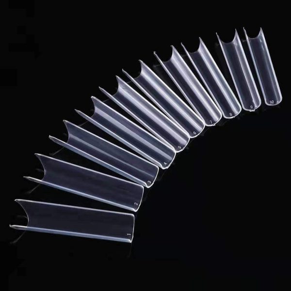 Yimart Long C Curved False Nail Tips - Lengthen C Curved Nail Tips - Long C Curve False Nails - 200pcs/box XL Lengthen C Curve Fake Nails Premium Square French Acrylic Nail Tips (Clear With Box)