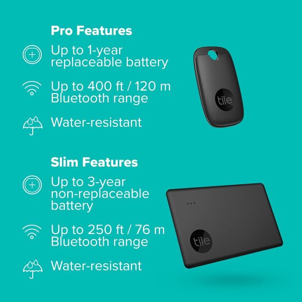 Performance Pack (2022) 2-pack (1 Pro, 1 Slim)- Bluetooth Tracker, Item Locator & Finder for Keys, Wallets & more; Easily Find All Your Things. Phone Finder. iOS and Android Compatible. - Image 2