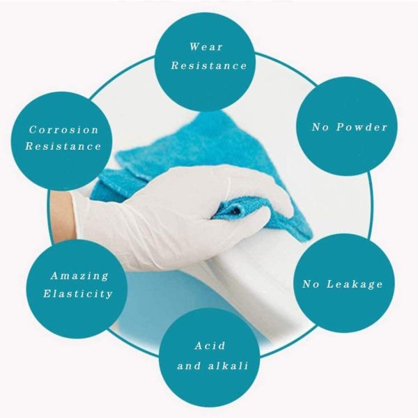 JEBBLAS Disposable Nitrile Latex Gloves Powder Free Excellent Tensile Tear Resistance Toughness Multi-Purpose Size Medium 100 Gloves Per Box (Medium) - Image 4