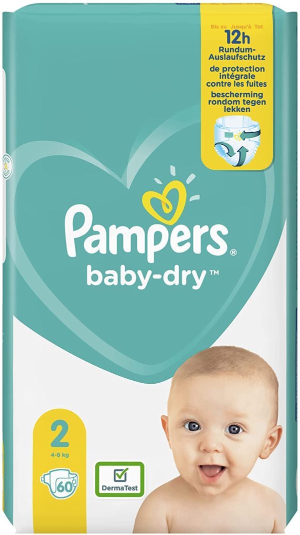 Pampers Baby-Dry Tape Diapers (4kg-8kg) Size 2 Infant, 60 count - Image 7