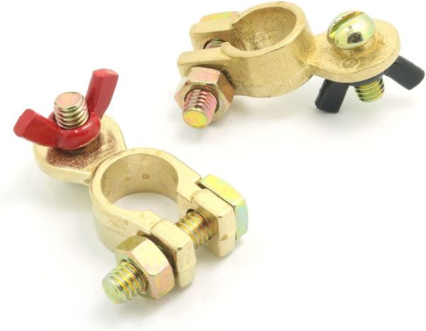 Set of 2 Battery Terminals Isolators Motorcycle Truck Van Caravan Battery Master Connectors Dis Connectors with Wing Nut 12 / 24V Battery Clamps - Image 4