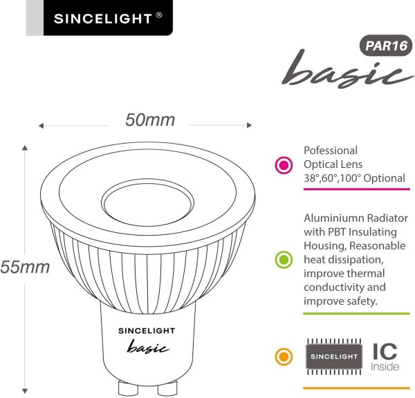 GU10 LED Spot Light Bulb 60?? Reflector, 6W, RA??92, Neutral White 4000K, Non-Dimmable, 550 Lumens Equivalent to 50W Halogen, Pack of 6 - Image 2