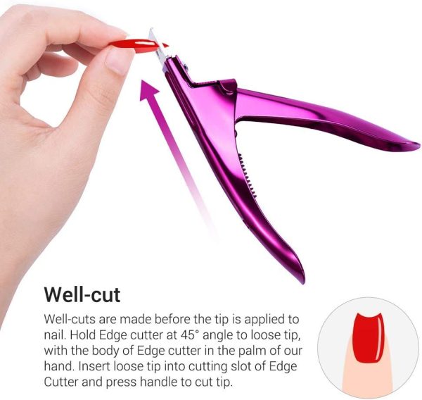 MOTYYA Nail Tip Clipper Cutter, Rustproof Stainless Steel Artificial Acrylic False Nail Trimmer Sharp Clip for Manicure Pedicure, Salon Home Nail Art Tool Cutting Pliers, Purple - Image 5