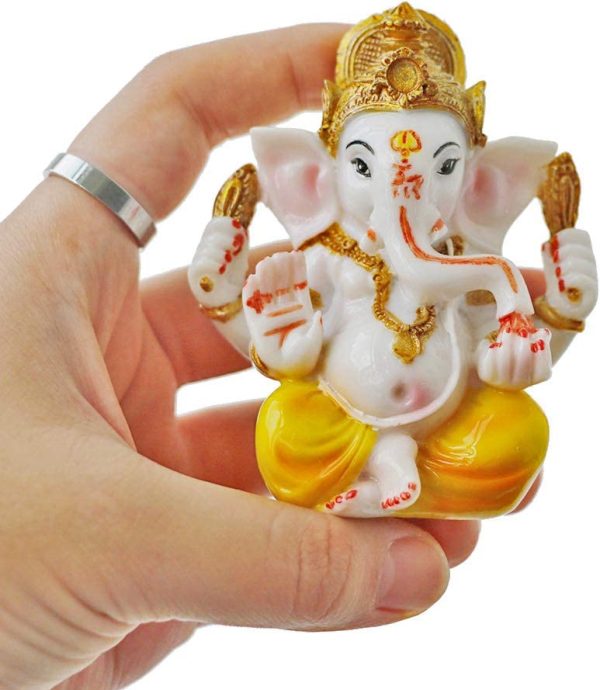 Indian Ganesh Idol Car Dashboard - Hindu Ganesha Statue Elephant God India Ganpati Lord Murti Mandir Diwali Gifts Yoga Zen Meditation Room Altar Shrine Kit Temple Puja Pooja Items Decor - Image 3