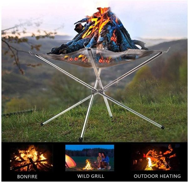 Camping Campfire Fire Rack, Camping fire Pit Outdoor Portable, Backyard Heating Mesh Fire Pit Rack, Folding Stoves Rack Bonfire Frame, Garden Campfire Stand,Barbecue Bonfire Rack with Carrying Bag - Image 6