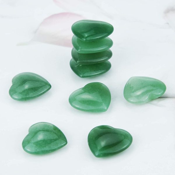 Marrywindix 15 Packs 0.8 Inch Healing Crystal Natural Green Aventurine Stone Heart Love Carved Palm Worry Stone Chakra Reiki Balancing - Image 5