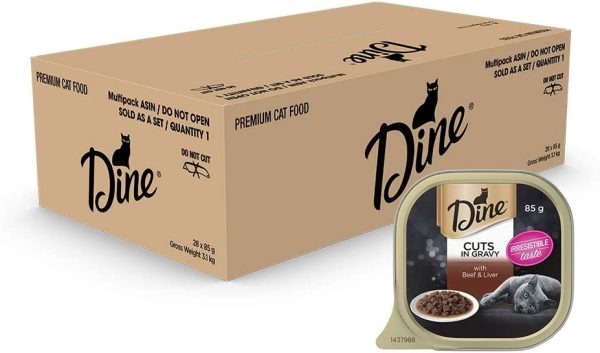 Dine Cuts In Gravy With Beef And Liver Wet Cat Food 85G, 28 Pack - Image 3