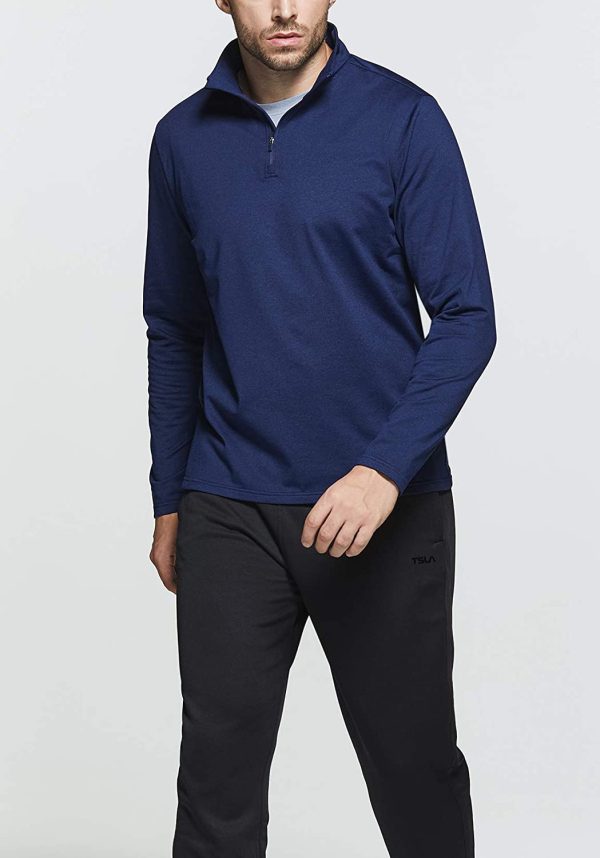 TSLA Men's Quarter Zip Thermal Pullover Shirts, Winter Fleece Lined Lightweight Running Sweatshirt - Image 4