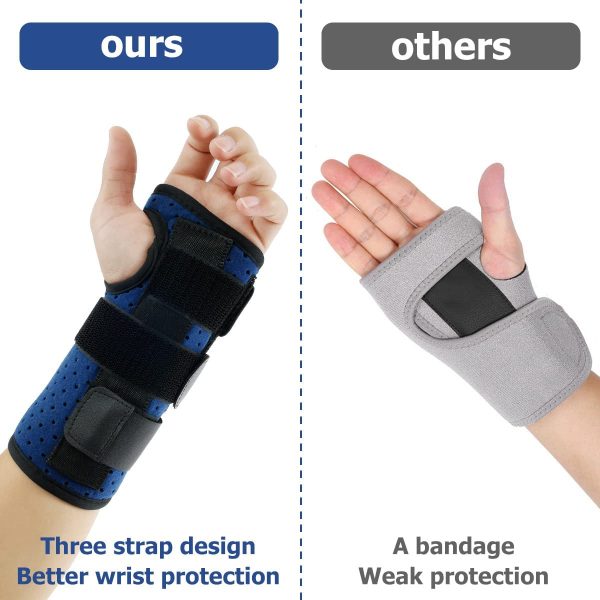 Carpal Tunnel Wrist Brace Wrist Support Breathable and Warm Hand Support Brace Adjustable Metal Splint Stabilizer Unisex Compression Hand Support Tendonitis Arthritis Pain Relief Stabilizer(Left) - Image 4