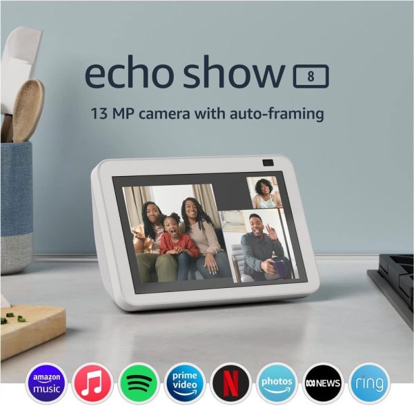 Echo Show 8 (2nd Gen, 2021 release) | HD smart display with Alexa and 13 MP camera | Glacier White - Image 2