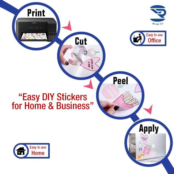 Printable Vinyl Sticker Paper ? Glossy A4 Stickers Paper ? Top Notch 50 Self-Adhesive Vinyl Sheets ? Thickness 100 Micron ? Waterproof Label ? Best for Inkjet & Laser Printer - Image 3