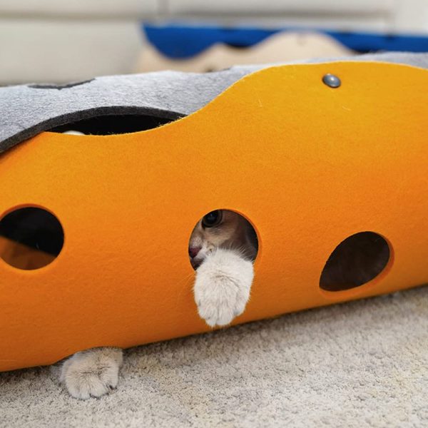 Lifebea Cat Play Tunnel for Indoor Cats - Collapsible Cat Cave Pet Toys, Small Puppy Rabbit Tunnel, Universal Cat Tunnels for Indoor Cats Interactive Toy for Kittens Rabbits Hamsters and Small Animals (Blue) - Image 2