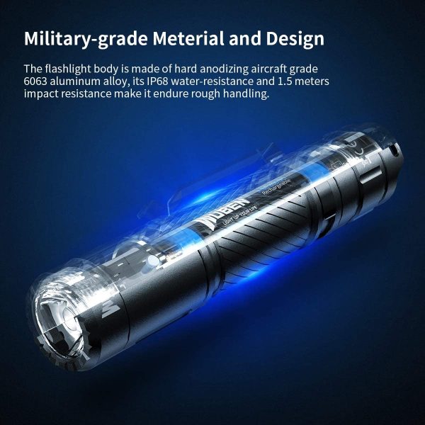 C3 Rechargeable Flashlight 1200 High Lumens Tactical Super Bright LED Flashlights Included Type-C Charging IP68 Water-Resistant 6 Light Modes Pocket-Sized EDC Flash Light - Image 4