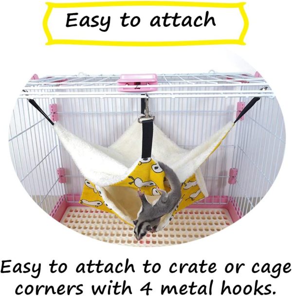 LEFTSTARER Pet Small Animal Hanging Hammock Ferret Bunkbed Hammock Cage Toy for Hamster Rat Sugar Glider Parrot Guinea Pig Hideout Play Sleep (Polar Bear) - Image 2