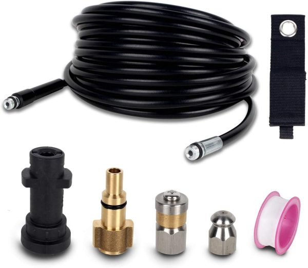 Qooltek 15M/50FT Pressure Washer Drain Pipe Hose Cleaning Kit with Jet Nozzle and Rotating Jet Nozzle for Karcher K2 K3 K4 K5 K6 K7 Series and LAVOR Household Use Pressure Washer - Image 4