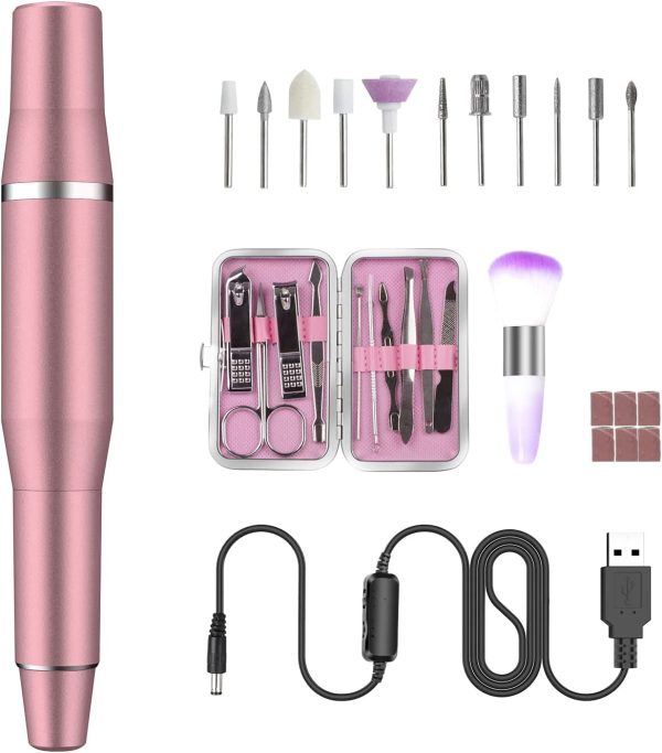 Portable Electric Nail Drill, Professional Nail File for Acrylic, Gel Nails Manicure Pedicure Polishing with 11Pcs Nail Drill Bits, For Shaping, Polishing, Removing Acrylic Gel Nails - Image 4