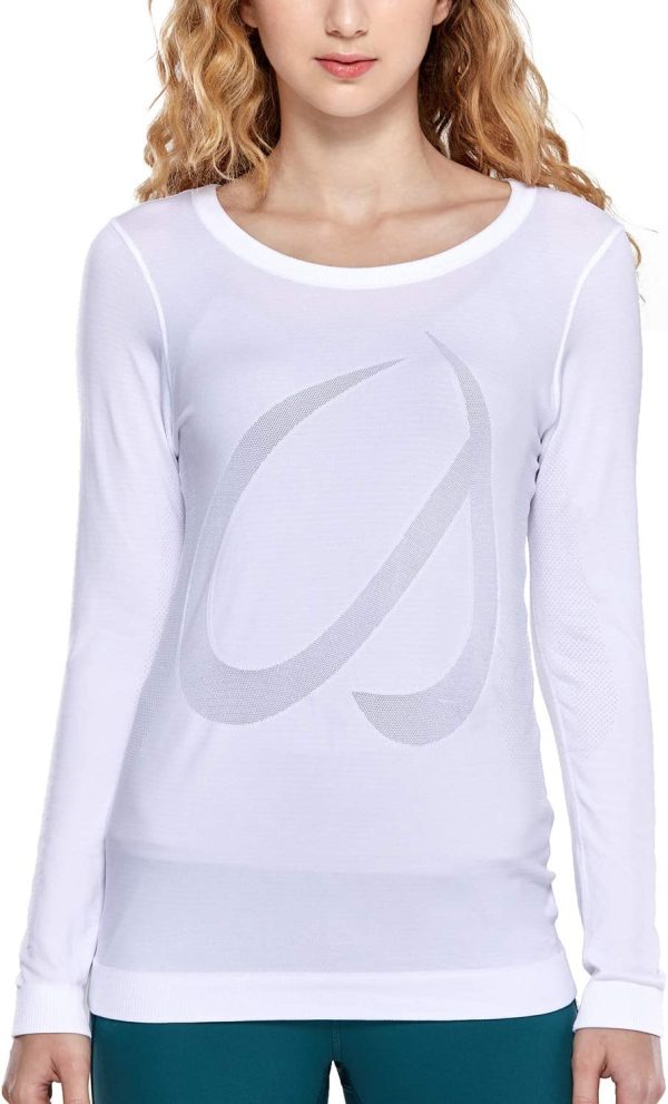 CRZ YOGA Women's Active Long Sleeve Sports Running Tee Top Seamless Leisure T-Shirt - Image 3