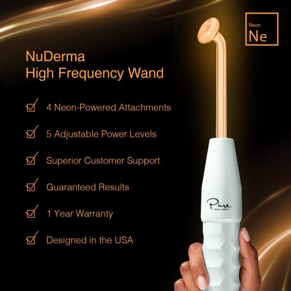 NuDerma Portable Handheld High Frequency Skin Therapy Wand Machine w/Neon ??Anti-Aging - Skin Tightening - Wrinkle Reducing - Dark Circles ??Blemish Control - Hair & Scalp Stimulator - Image 2