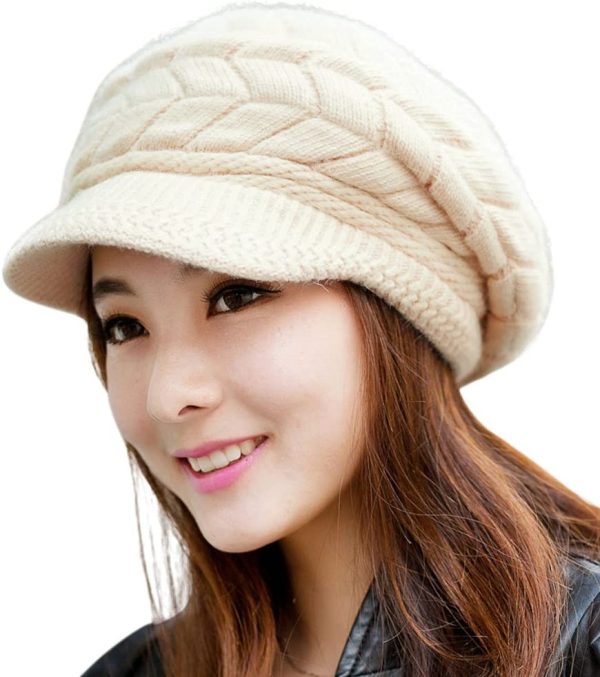 HINDAWI Women Winter Warm Knit Hat Wool Snow Ski Caps with Visor - Image 5