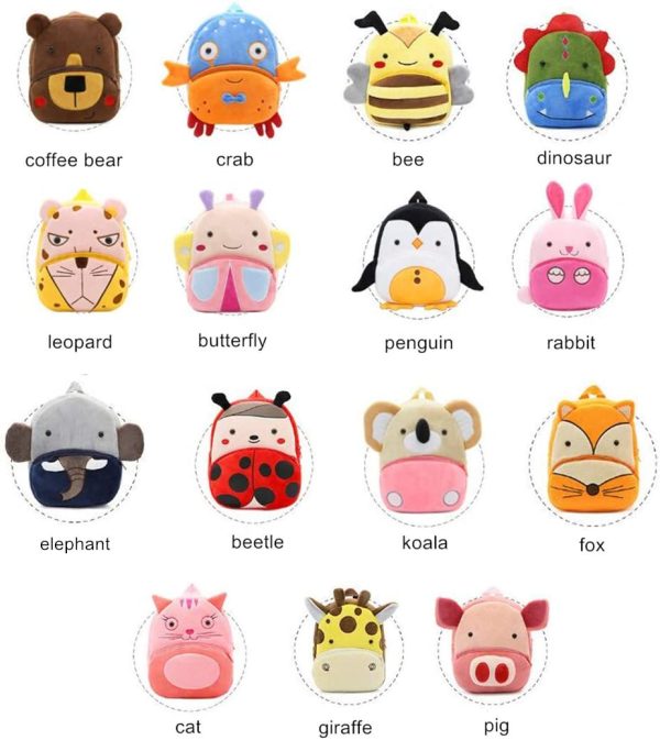 MITOWERMI Cute Toddler Backpack Preschool Baby Bag Plush Animal Cartoon Mini Travel Bag for Girl Boy 1-5 Year Old - Image 3