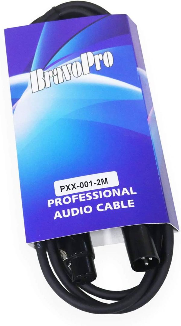 BravoPro PXX001-02 2M Microphone Cable 3-pin XLR Male to 3-pin XLR Female