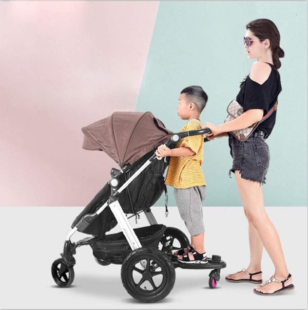 Universal Stroller Board with Seat, Comfort Wheeled Buggy Board Stroller Glider Board Attachment for Toddler Pushchair, Stroller Ride on Board Fits Multiple Models - Image 4