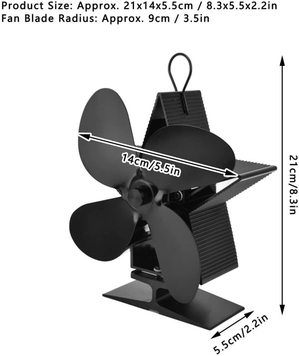 Heat Powered Fan, Fireplace Heat Fan Energy Saving 4 Blade Zinc Alloy Eco Friendly for Living Room for Home - Image 6