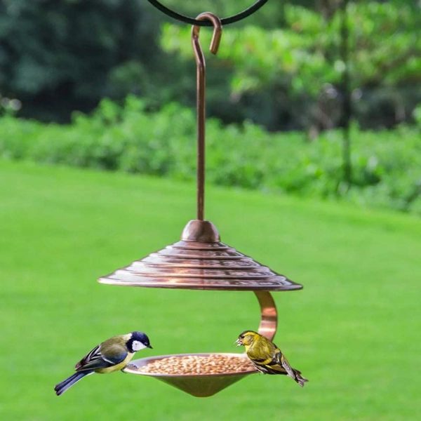 D.YAO Outdoor Hanging Wild Bird Feeder,Metal Hopper Bird Feeder for Garden Yard Outside Decoration.Copper Surface Treatment.