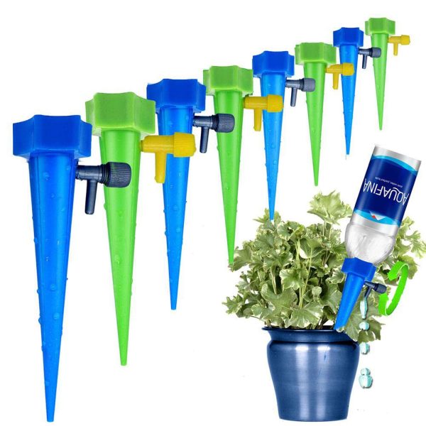 MANGOIT Self Plant Watering Spikes 12 Pack Auto Drippers Irrigation Devices Vacation Automatic Plants Water System with Adjustable Control Valve Switch Design for Houseplant, Gardenplant, Officeplant