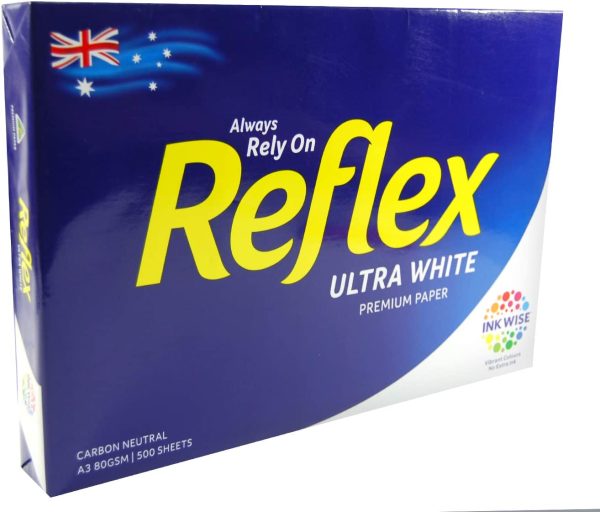 Copy Paper Reflex Ultra White 80gsm A3 Copy Paper 500 Sheet Ream Pack, (35070)