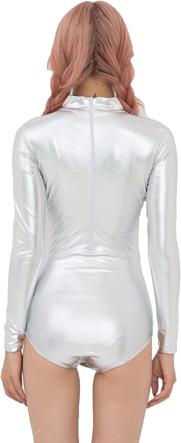 Speerise Girls Shiny Metallic Turtleneck Long Sleeve Dance Leotard - Image 3