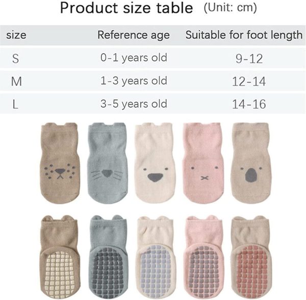 CHOUYOUAGAIN Unisex Baby Non Slip Grip Socks, Soft Children Floor Socks Toddler Knee High Anti Skid Crew Slipper Crawling Socks Newborn Cartoon Socks for 0-1 Year Old Girls Boys Kids - Image 5