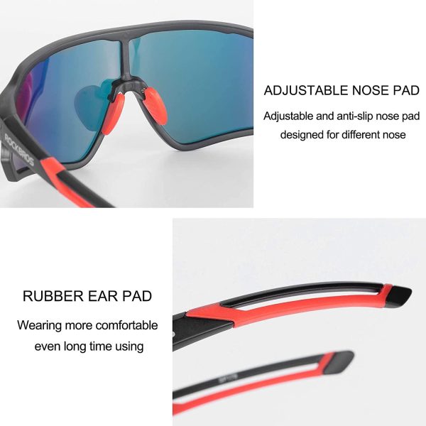 ROCKBROS Polarized Sports Sunglasses HD Glasses Neon Lens UV400 TR90 Frame Cycling Fishing Running Climbing for Women Man - Image 4