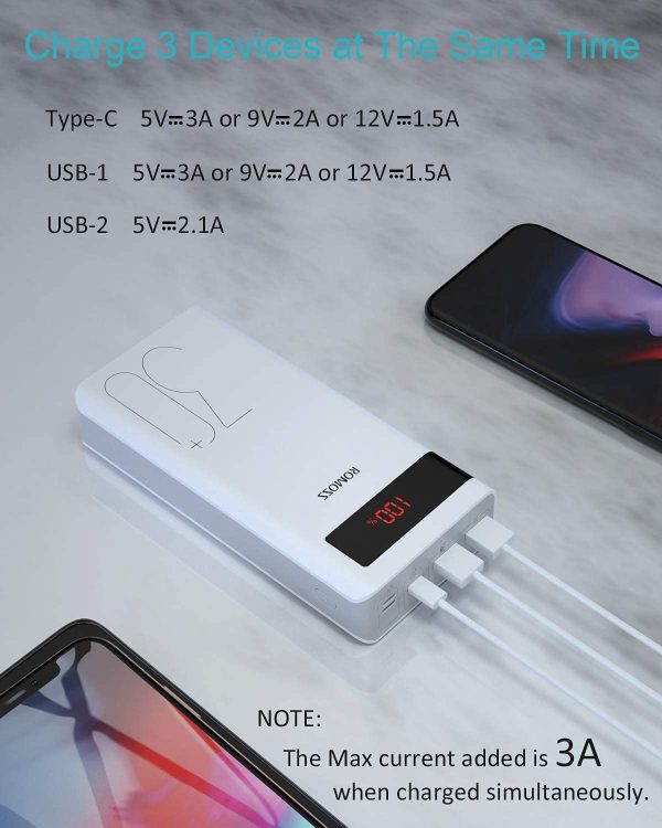 ROMOSS Sense8P+ 30000mAh Power Bank, 18W USB C PD Portable Charger with 3 Outputs and 3 Inputs, High Capacity Fast Charge External Battery Pack Compatible with iPhone, iPad Pro, Samsung and More - Image 8