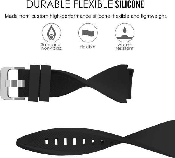 Replacement Watch Bands for Samsung Watch 3/Gear S3 Frontier/Classic Strap Silicone Bracelet S3 Sports Band Strap Replacement 22mm Wristband Accessories- Black - Image 2