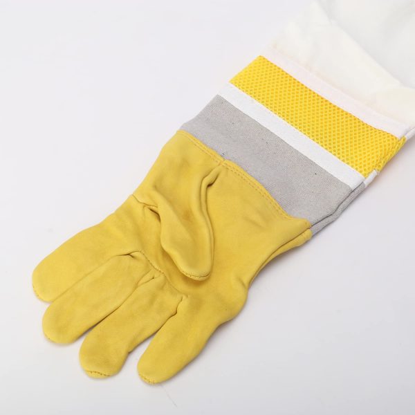 lehom Beekeeping Gloves,Bee Keeping Gloves,Goatskin Leather Beekeeper's Glove,Professional Beekeeping Supplies with Long Canvas Sleeve & Elastic Cuff - Image 6