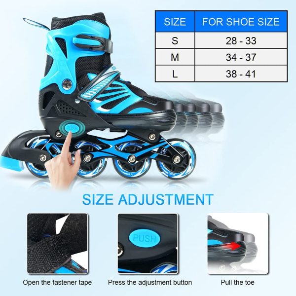 Staright Adjustable Illuminating Inline Skates with Light Up Wheels for Kids and Youth Girls Boys Inline Skates - Image 6