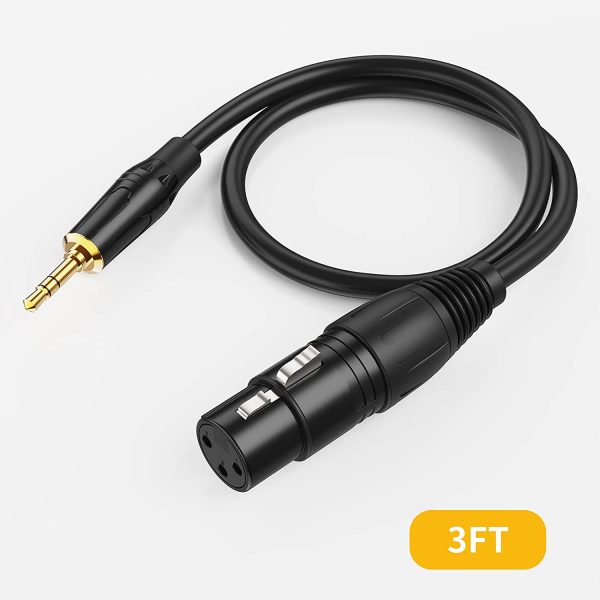 CableCreation (1/8 Inch) 3.5mm to XLR Cable, Balanced XLR Female to 3.5mm Microphone Cable 3 Feet/0.9M, Black - Image 4