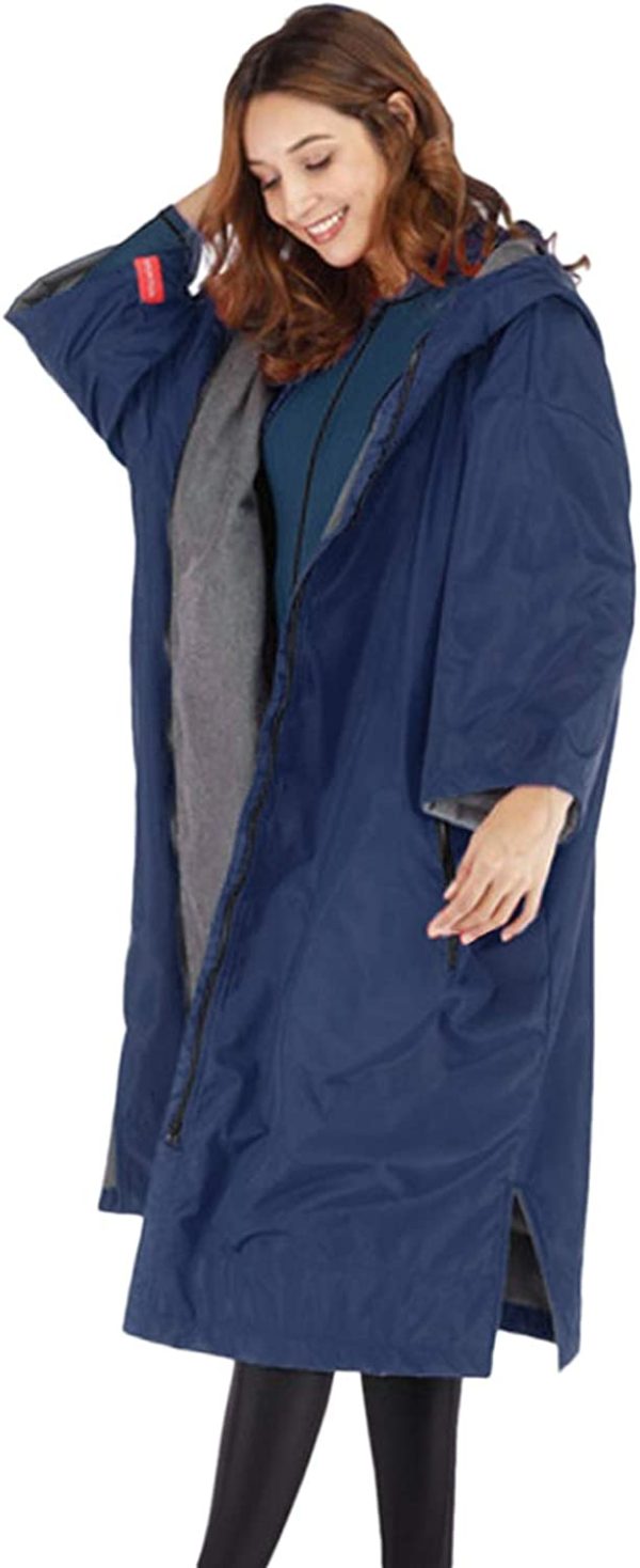 Changing Jacket Waterproof Outdoor Jacket with Hooded Fleece Poncho Wind Jacket - Blue - Image 2