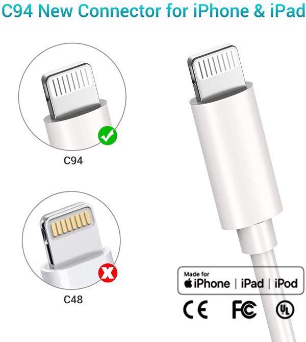 Quntis iPhone 13 Fast Charge Cable - 3Pack 6FT MFi Certified USB-C to Lightning Cable -USB C iPhone Charger Cord for iPhone 13 Mini Pro Max 12 Mini Pro Max 11 X XS XR 8 Plus iPad AirPods Pro, White - Image 8