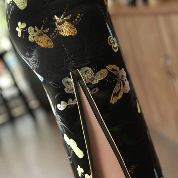 Shanghai Story Chinese Dress Long Cheongsam Satin Butterfly Qipao for Woman - Image 5