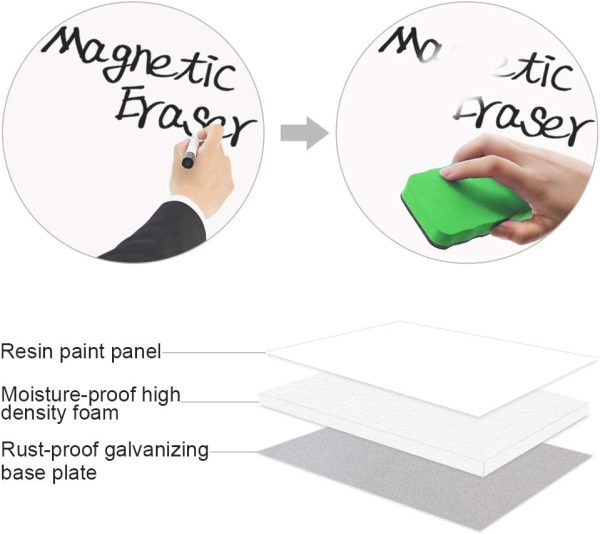 Magnetic Whiteboard, Dry Erase Board, Silver Aluminum Frame, Including 1 x Dry-Erase, 2 x Magnets and 1 x Dry-Erase Board Markers, for School, Home, Office (1200X905MM)?? - Image 3