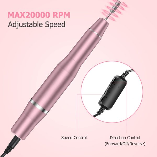 Portable Electric Nail Drill, Professional Nail File for Acrylic, Gel Nails Manicure Pedicure Polishing with 11Pcs Nail Drill Bits, For Shaping, Polishing, Removing Acrylic Gel Nails - Image 2